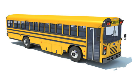 School Bus 3D rendering model on white backgroundの写真素材