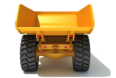 Mining Dump Truck heavy construction machinery 3D rendering model on white backgroundの写真素材