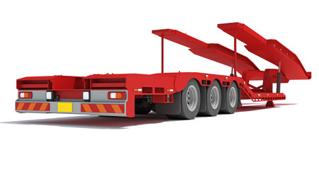 Platform Transporter Trailer 3D rendering on white backgroundの写真素材