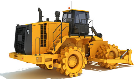 Soil Compactor 3D rendering on white backgroundの写真素材