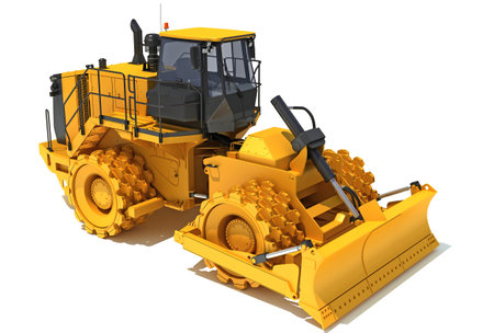 Soil Compactor 3D rendering on white backgroundの写真素材