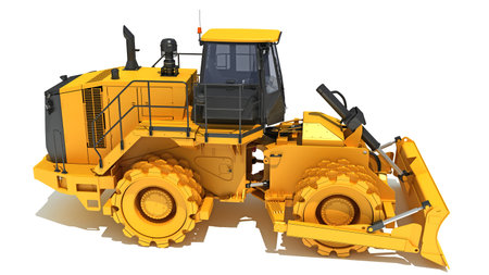 Soil Compactor 3D rendering on white backgroundの写真素材