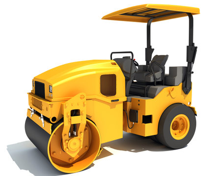 Compact Tandem Vibratory Road Roller 3D renderingの写真素材