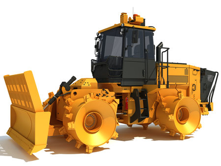 Landfill Compactor 3D rendering on white backgroundの写真素材