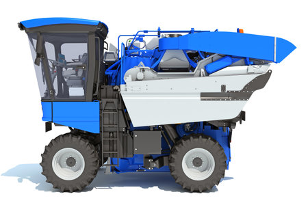 Grape Harvester 3D rendering on white backgroundの写真素材