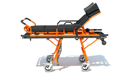 Stretcher Trolley medical equipment 3D rendering on white backgroundの写真素材