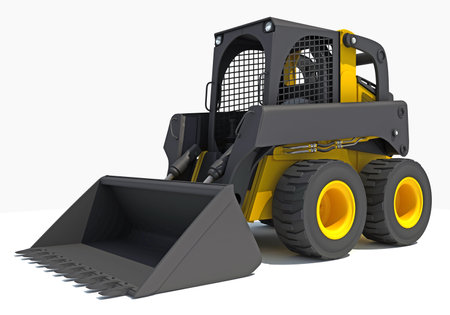 Skid Steer Loader 3D rendering on white backgroundの写真素材