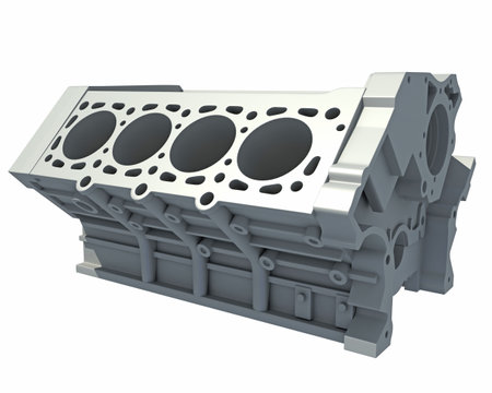 Car V8 Engine Cylinder Head 3D rendering model on white background