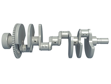 Car Engine Crankshaft 3D rendering model on white backgroundの写真素材