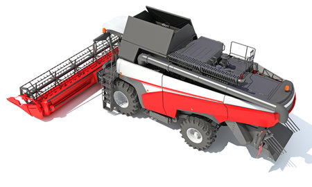 Combine Harvester 3D rendering model on white backgroundの写真素材