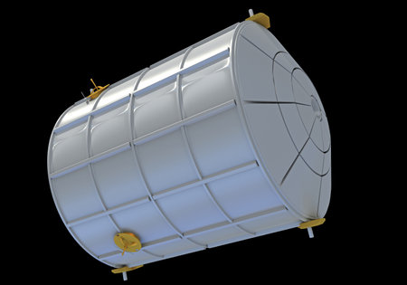 Service Module of ISS International Space Station 3D rendering model on black backgroundの写真素材