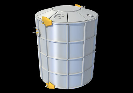 Service Module of ISS International Space Station 3D rendering model on black backgroundの写真素材