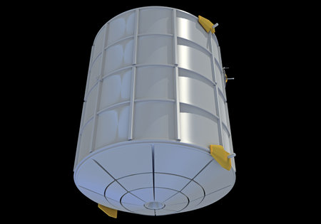 Service Module of ISS International Space Station 3D rendering model on black backgroundの写真素材