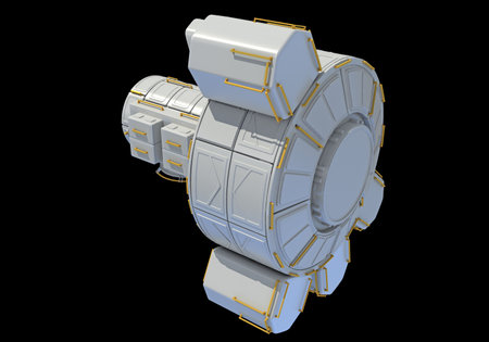 Service Module of ISS International Space Station 3D rendering model on black backgroundの写真素材