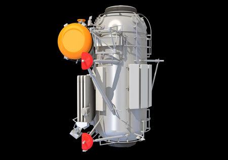 Service Module of ISS International Space Station 3D rendering model on black backgroundの写真素材