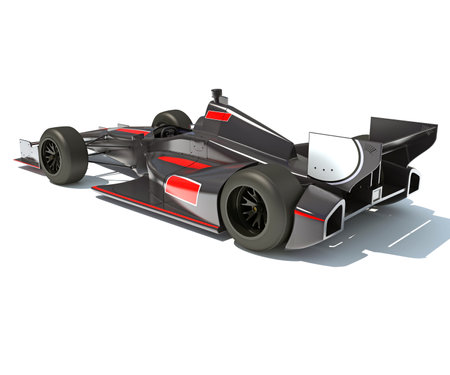 Race Car 3D rendering model on white backgroundの写真素材