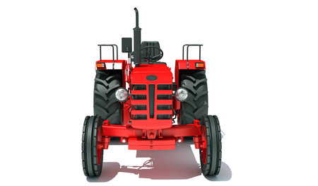 Farm Tractor 3D rendering model on white backgroundの写真素材