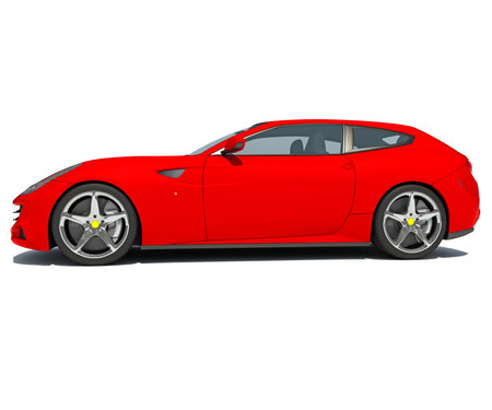 Race Car 3D rendering model on white backgroundの写真素材