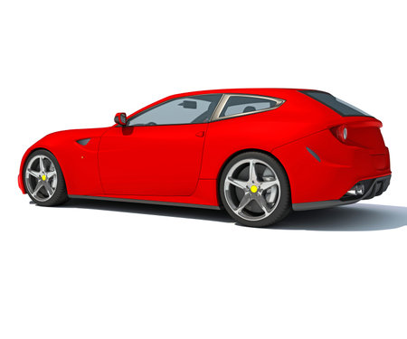 Race Car 3D rendering model on white backgroundの写真素材