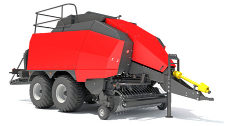 Large Square Baler farm equipment 3D rendering model on white backgroundの写真素材