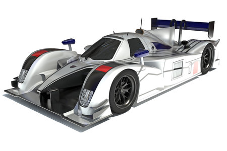 Race Car 3D rendering model on white backgroundの写真素材