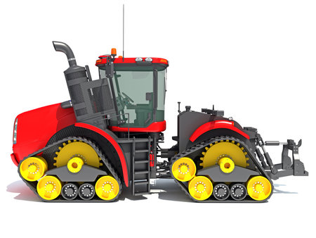 Farm Tractor 3D rendering model on white backgroundの写真素材