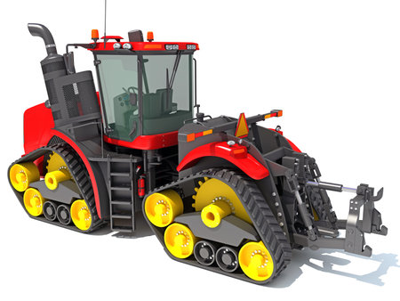 Farm Tractor 3D rendering model on white backgroundの写真素材
