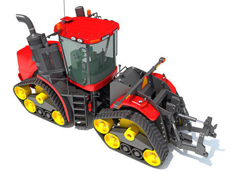 Farm Tractor 3D rendering model on white backgroundの写真素材