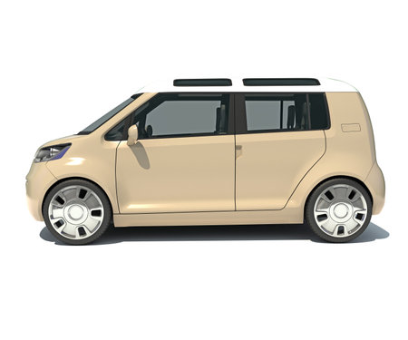 Car 3D rendering model on white backgroundの写真素材