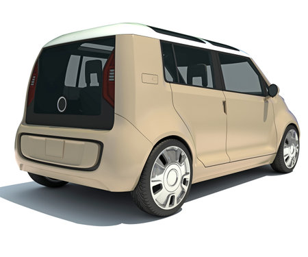 Car 3D rendering model on white backgroundの写真素材