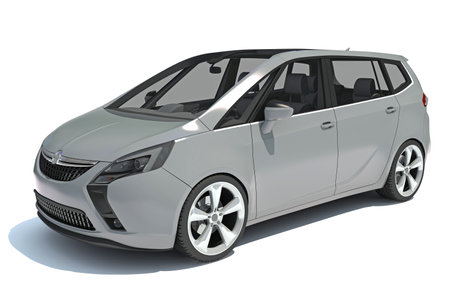 Car 3D rendering model on white backgroundの写真素材