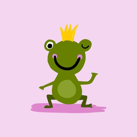 Cartoon frog (toy) in childish style. Simple isolated vector illustration.のイラスト素材