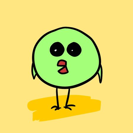 Cute green sparrow bird character.のイラスト素材