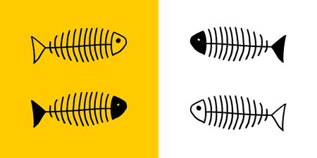 Set of hand drawn fish bone icons. Simple isolated vector illustration.のイラスト素材