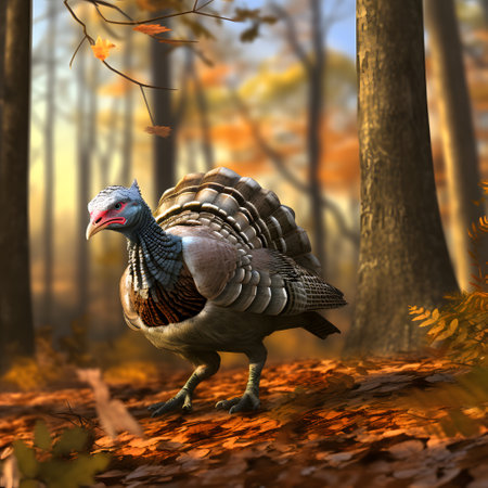 Hyper realistic turkey in autumn forestの素材
