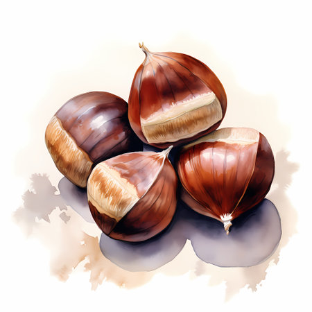 Watercolor illustration of chestnutsの素材