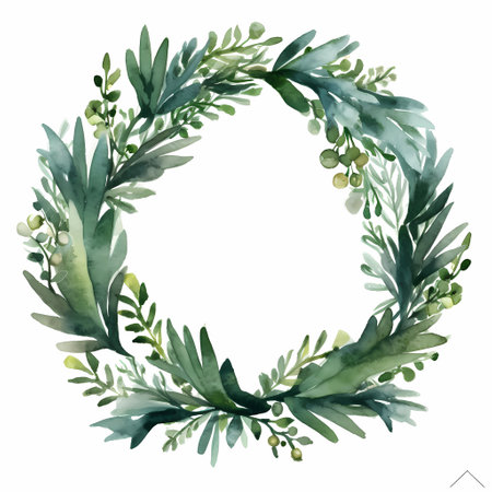 Christmas wreath. Watercolor illustration.の素材