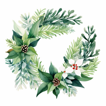 Christmas wreath. Watercolor illustration.の素材