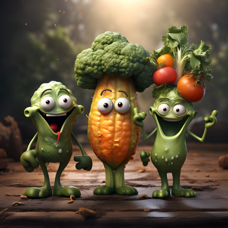 Crazy vegetable characters, realistic.の素材