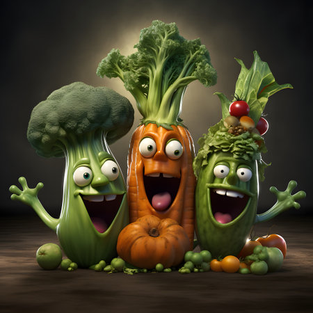 Crazy vegetable characters, realistic.の素材