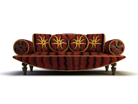 red sofa on the white backgroundの写真素材