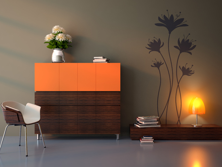 modern 3d interior composition with lampの写真素材