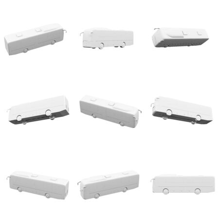 Bus isolated on the white background 3D Renderingの写真素材