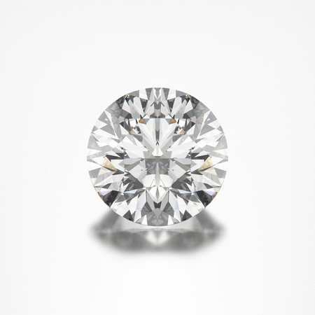 3D illustration closeup round diamond on a grey background with reflection zoom macroの写真素材