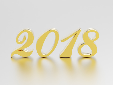 3D illustration new year 2018 gold numbers on a gray background