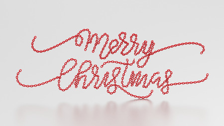 3D illustration Merry Christmas words from the red chain on a gray backgroundの写真素材