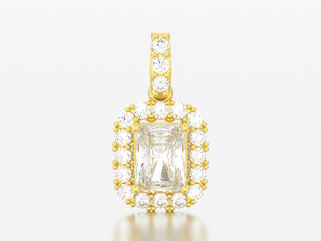 3D illustration decorative gold diamond necklace on a grey backgroundの写真素材