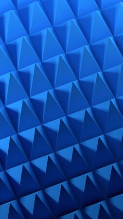 Geometric 3D shapes abstract render showcase background with copy space. Monochrome blue decorative elements backdrop. Minimalistic vertical design for stories, app UI, poster, backdrop.の写真素材