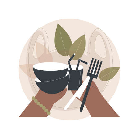 Biodegradable disposable tableware abstract concept vector illustration.のイラスト素材
