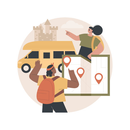 Inside country traveling abstract concept vector illustration.のイラスト素材